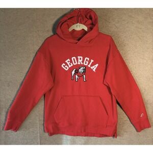 University of Georgia Bulldogs Hoodie Mens Sz M Red Embroidered Pocket League 91